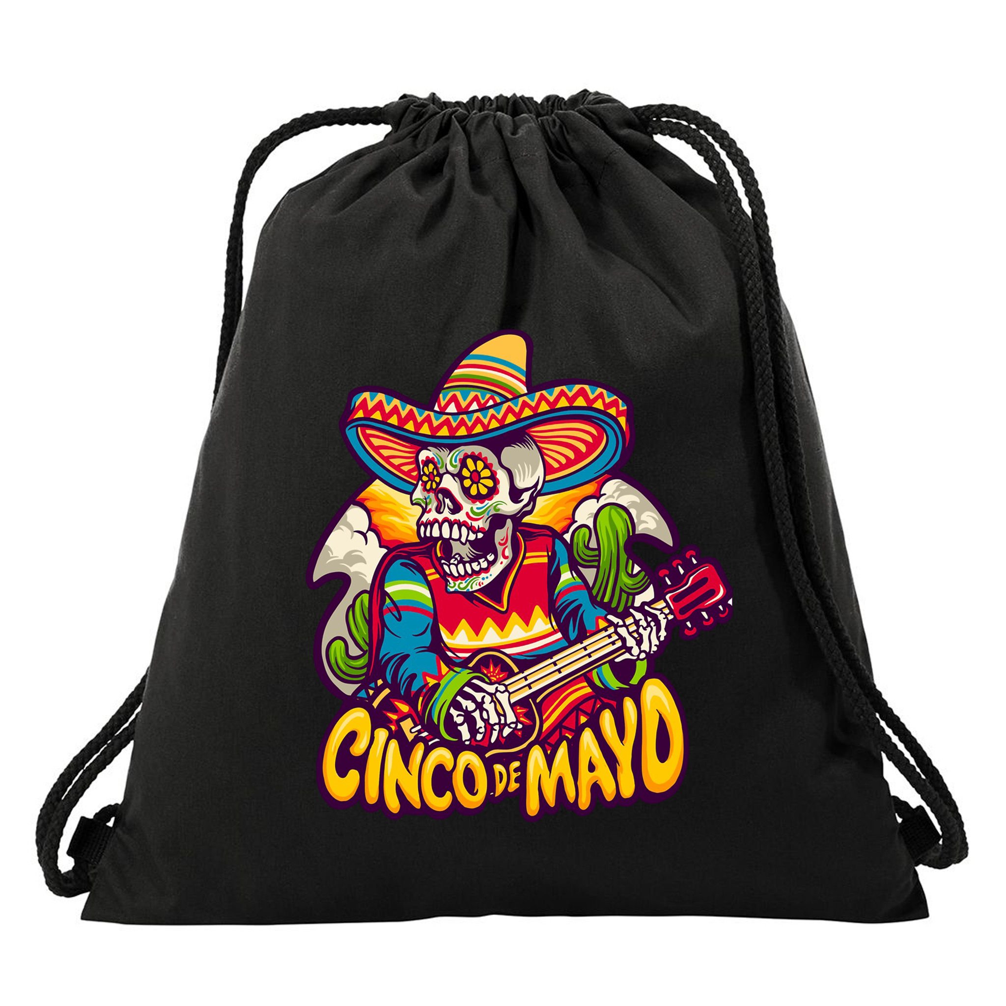 Cinco De Mayo Skull Fiesta Drawstring Bag