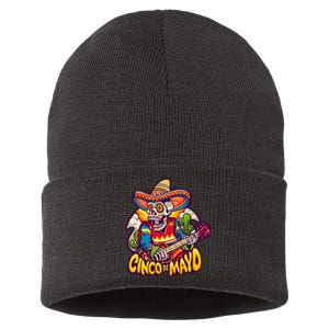 Cinco De Mayo Skull Fiesta Sustainable Knit Beanie