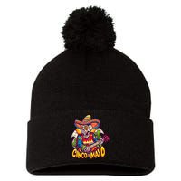 Cinco De Mayo Skull Fiesta Pom Pom 12in Knit Beanie