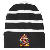 Cinco De Mayo Skull Fiesta Striped Beanie with Solid Band