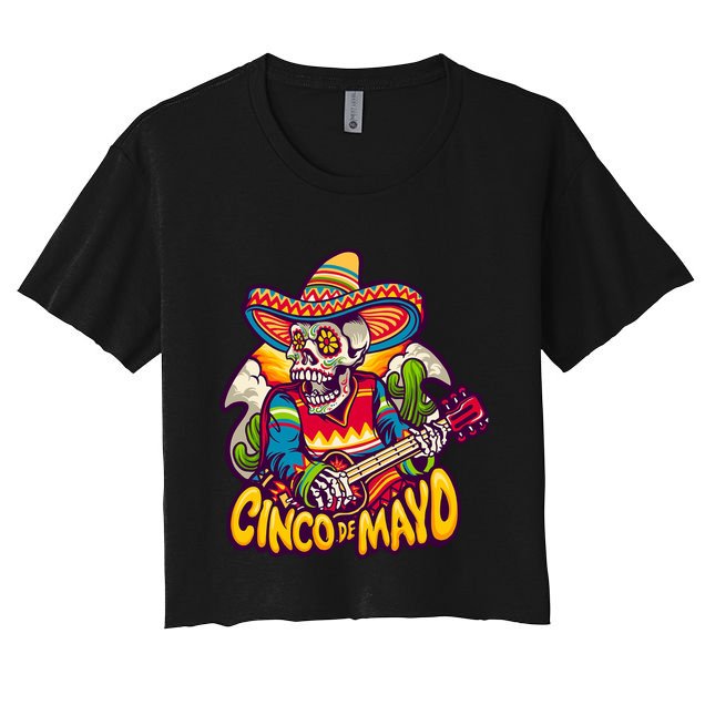 Cinco De Mayo Skull Fiesta Crop Top