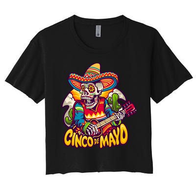 Cinco De Mayo Skull Fiesta Women's Crop Top Tee