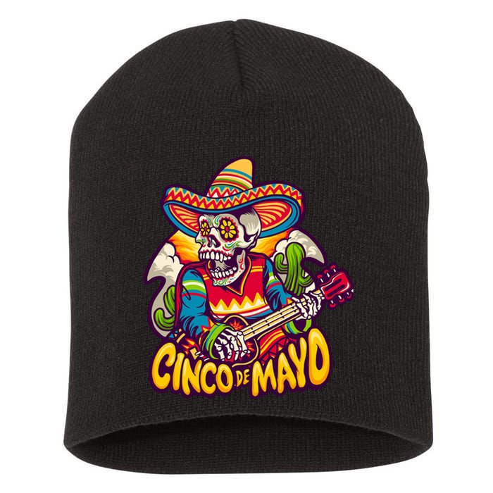 Cinco De Mayo Skull Fiesta Short Acrylic Beanie