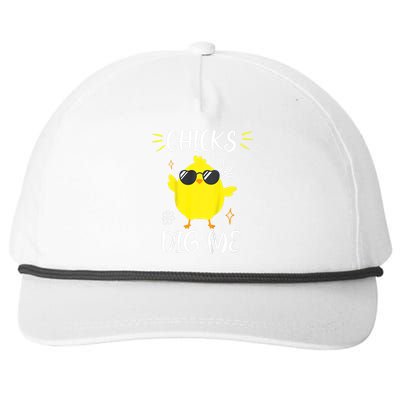 Chicks Dig Me Easter Day Chickens Spring Baby Funny Easter Snapback Five-Panel Rope Hat