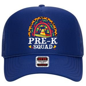 Cinco De Mayo Rainbow Leopard Pre-K Squad Teacher High Crown Mesh Back Trucker Hat