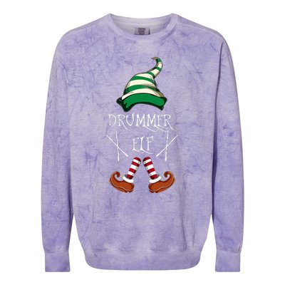 Christmas Drums Music Elf Family Gift Drummer Elf Colorblast Crewneck Sweatshirt