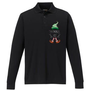 Christmas Drums Music Elf Family Gift Drummer Elf Performance Long Sleeve Polo