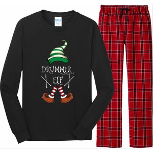 Christmas Drums Music Elf Family Gift Drummer Elf Long Sleeve Pajama Set