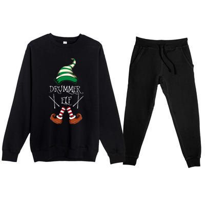 Christmas Drums Music Elf Family Gift Drummer Elf Premium Crewneck Sweatsuit Set