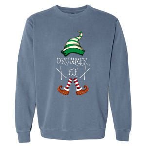 Christmas Drums Music Elf Family Gift Drummer Elf Garment-Dyed Sweatshirt