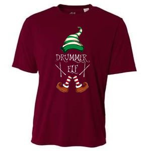 Christmas Drums Music Elf Family Gift Drummer Elf Cooling Performance Crew T-Shirt