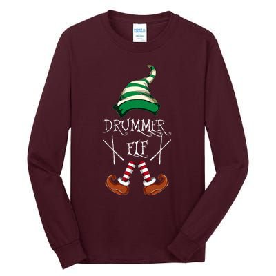 Christmas Drums Music Elf Family Gift Drummer Elf Tall Long Sleeve T-Shirt