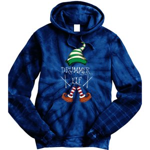 Christmas Drums Music Elf Family Gift Drummer Elf Tie Dye Hoodie