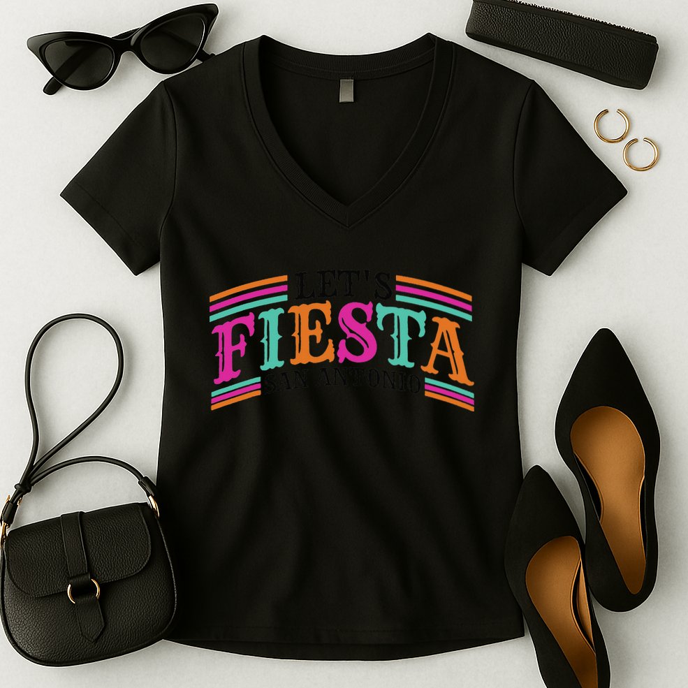 Cinco De Mayo 2025 Fiesta Squad Fiesta San Antonio Texas Women's V-Neck T-Shirt