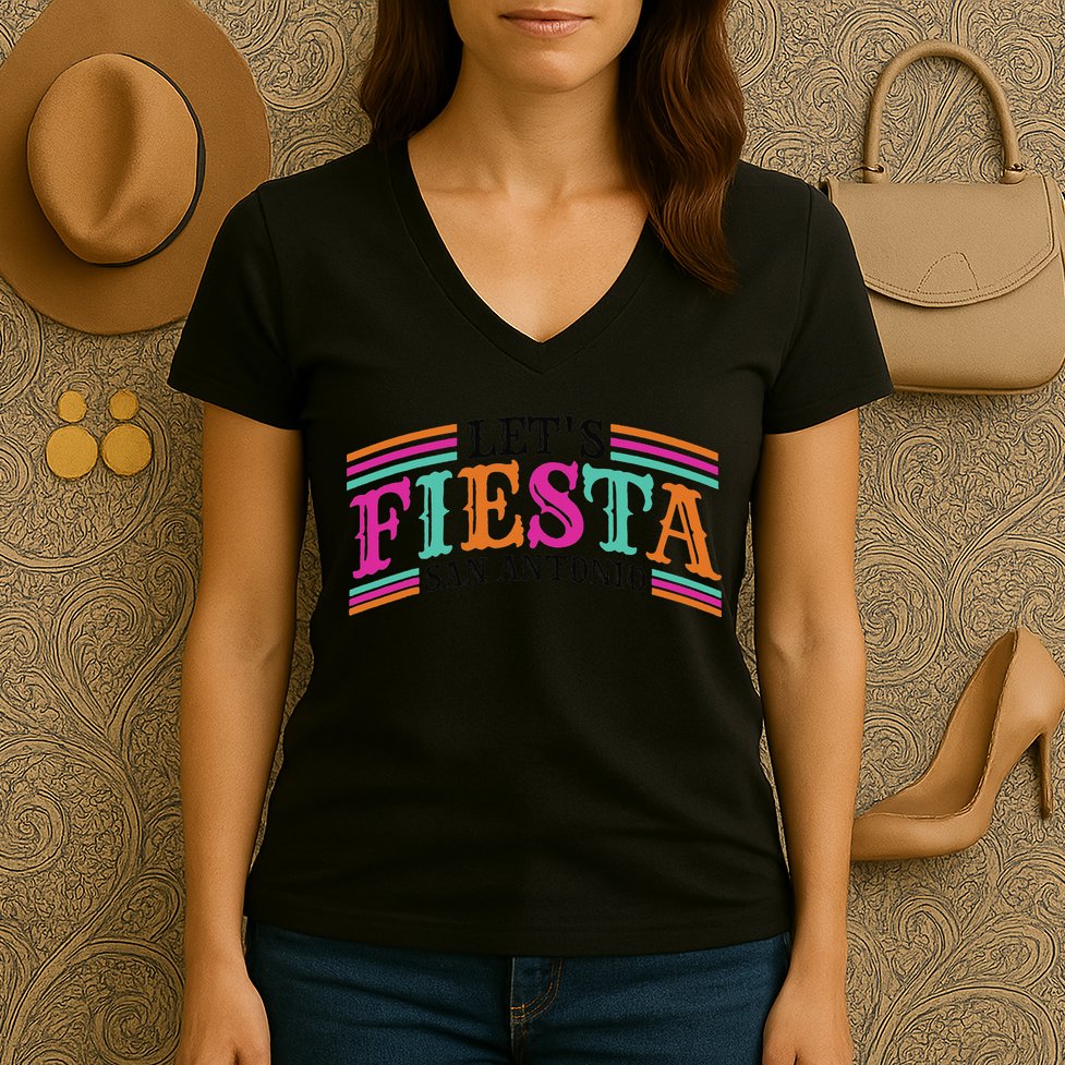 Cinco De Mayo 2025 Fiesta Squad Fiesta San Antonio Texas Women's V-Neck T-Shirt