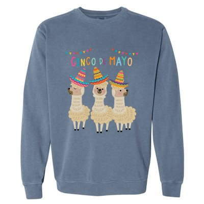 Cinco De Mayo Llama Fiesta Ultimate Party Vibe May 5th Garment-Dyed Sweatshirt