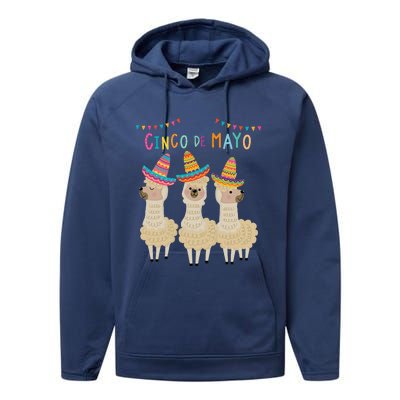 Cinco De Mayo Llama Fiesta Ultimate Party Vibe May 5th Performance Fleece Hoodie