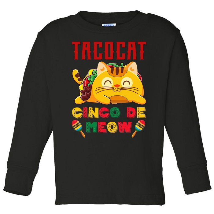 Cinco de Meow taco cat Mexican Cinco De Mayo Cat Lovers Toddler Long Sleeve Shirt