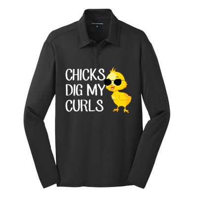 Chicks Dig My Curls Hair Silk Touch Performance Long Sleeve Polo