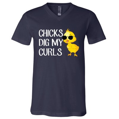 Chicks Dig My Curls Hair V-Neck T-Shirt