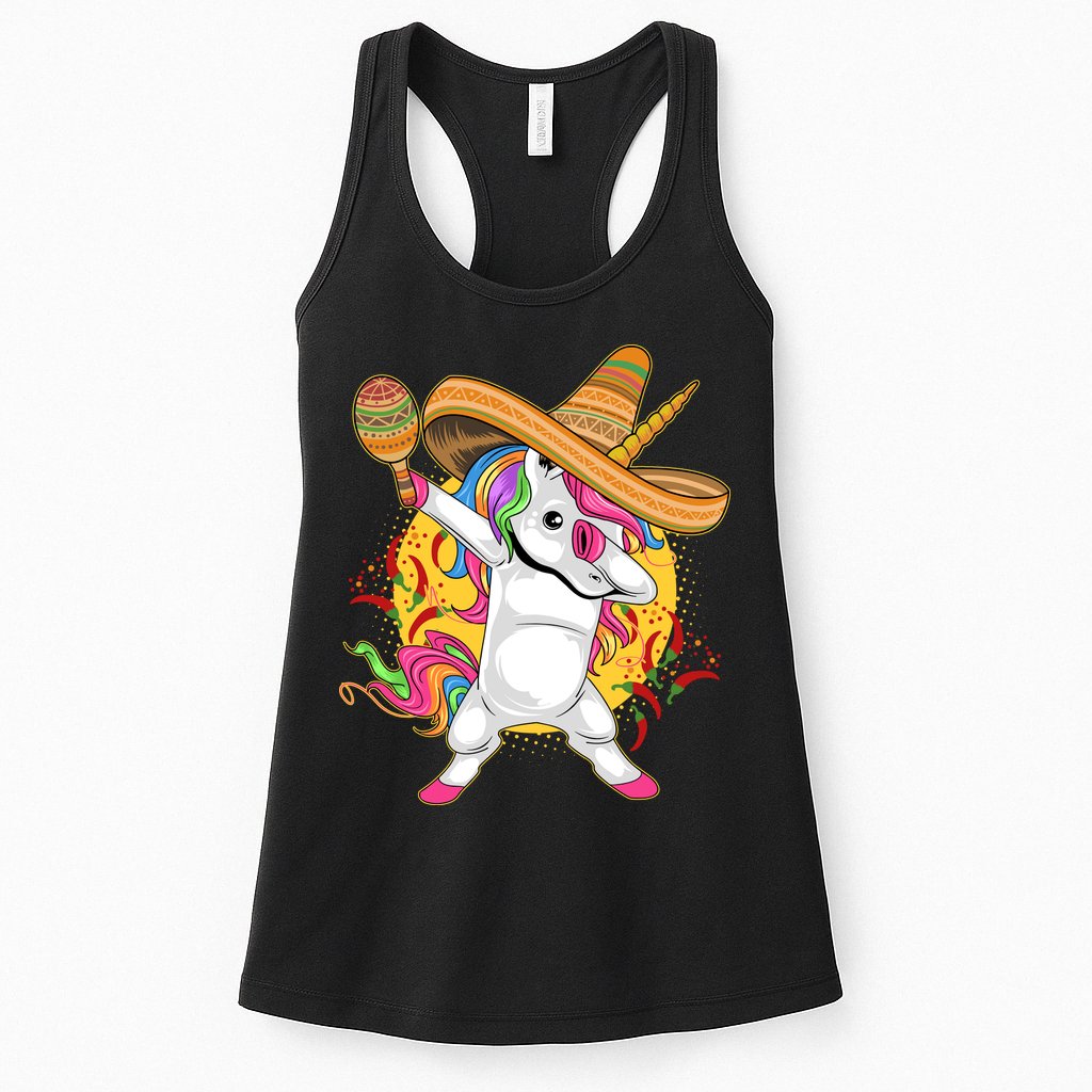 Cinco De Mayo Dabbing Unicorn Womens Tank Top