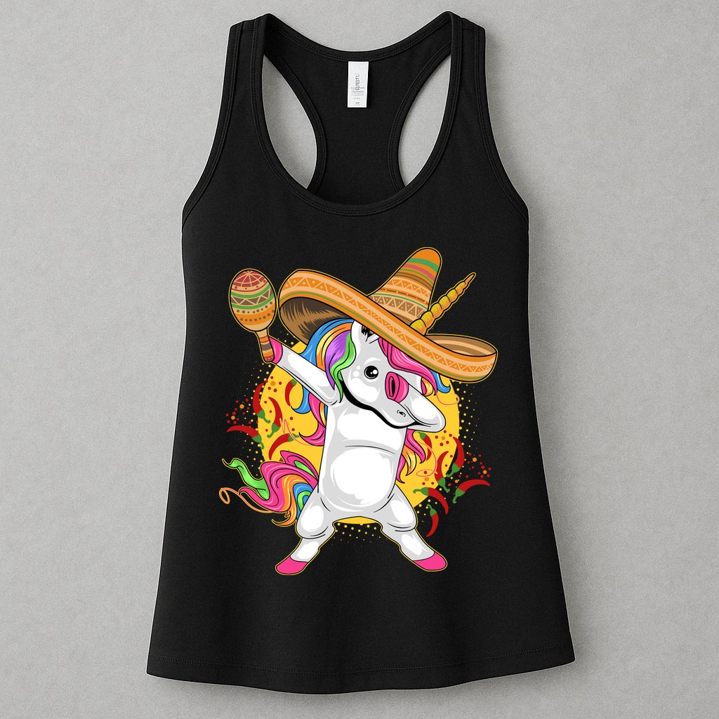 Cinco De Mayo Dabbing Unicorn Womens Tank Top