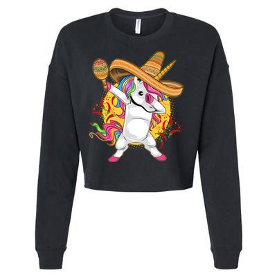 Cinco De Mayo Dabbing Unicorn Cropped Pullover Crew