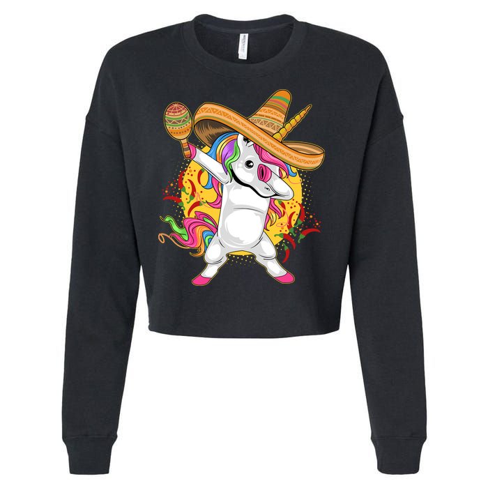 Cinco De Mayo Dabbing Unicorn Cropped Pullover Crew