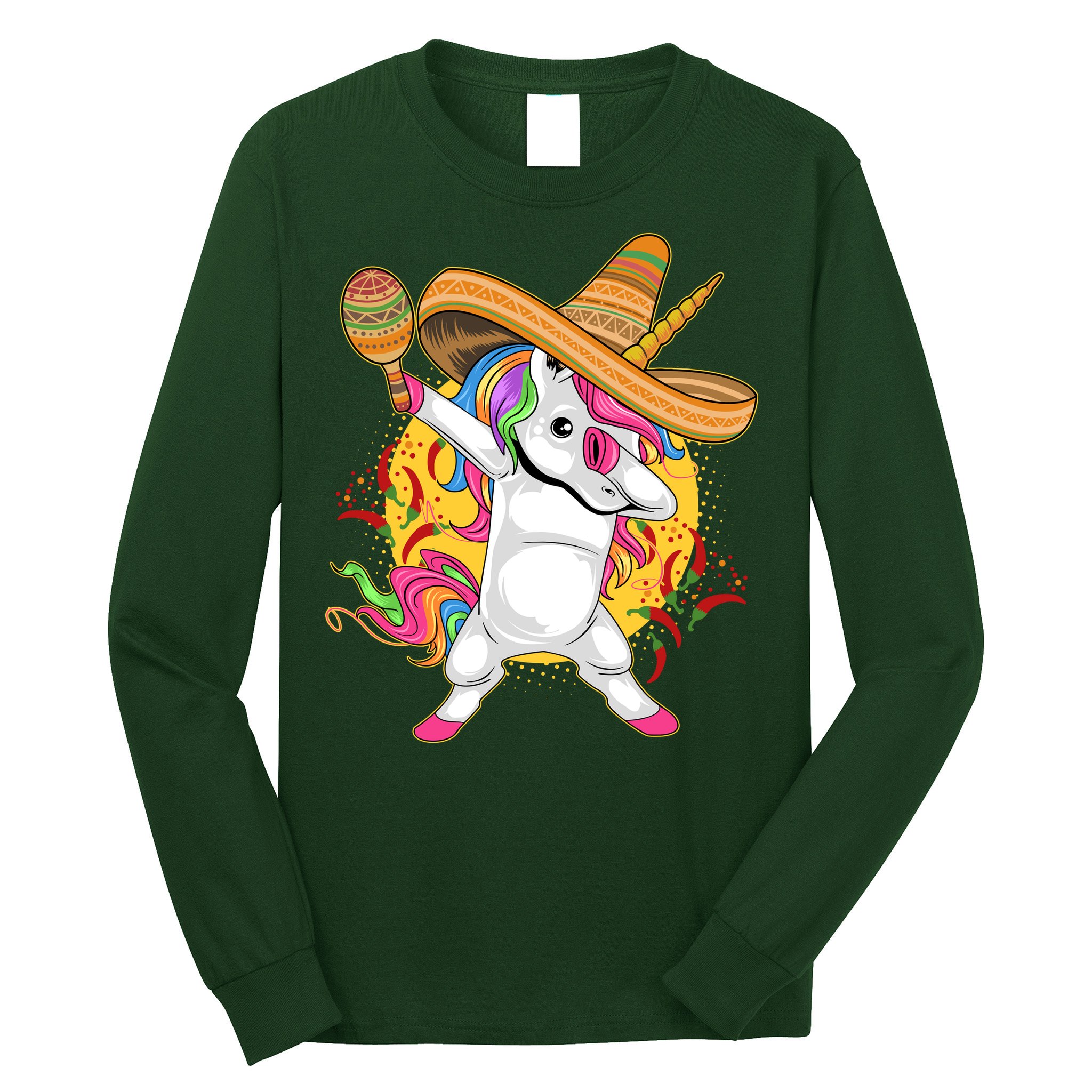 Cinco De Mayo Dabbing Unicorn Long Sleeve Shirt