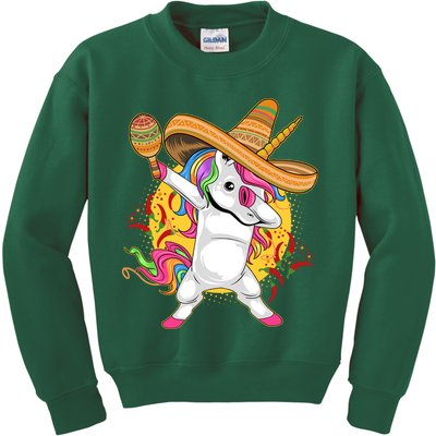 Cinco De Mayo Dabbing Unicorn Kids Sweatshirt