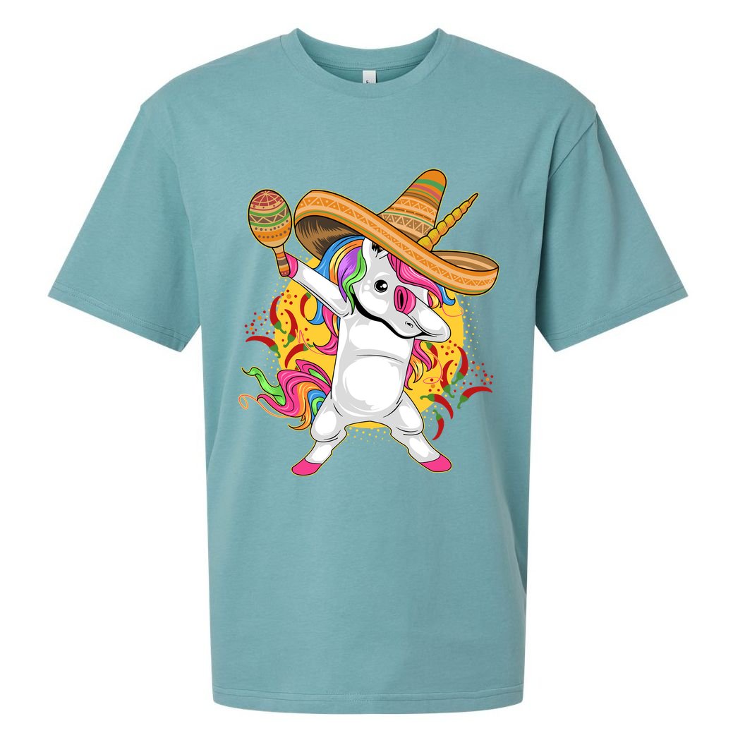 Cinco De Mayo Dabbing Unicorn Sueded Cloud Jersey T-Shirt