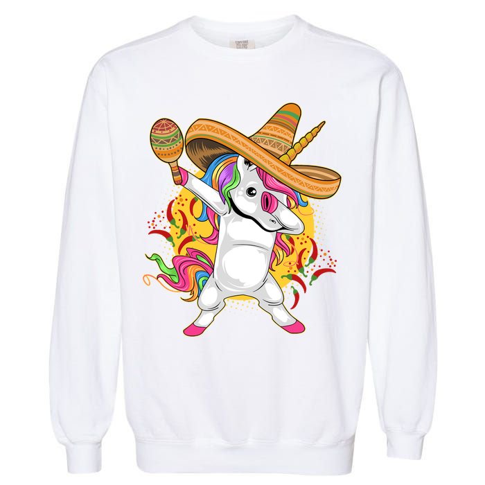 Cinco De Mayo Dabbing Unicorn Garment-Dyed Sweatshirt