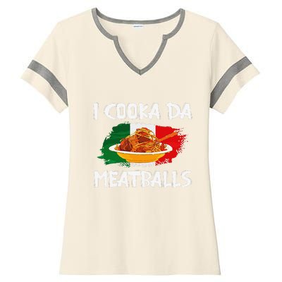 Cooka Da Meatball Funny Italian Slang Italy Food Spaghetti  Ladies Halftime Notch Neck Tee