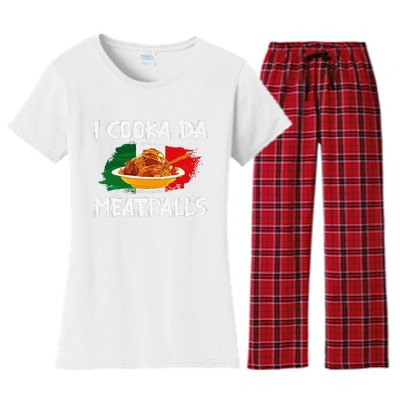 Cooka Da Meatball Funny Italian Slang Italy Food Spaghetti  Women's Flannel Pajama Set