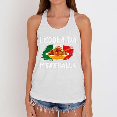 Cooka Da Meatball Funny Italian Slang Italy Food Spaghetti  Women's Knotted Racerback Tank