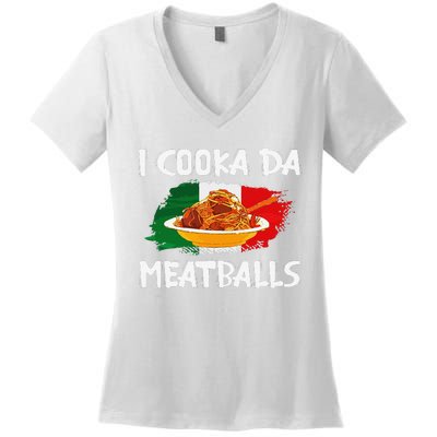 Cooka Da Meatball Funny Italian Slang Italy Food Spaghetti  Women's V-Neck T-Shirt