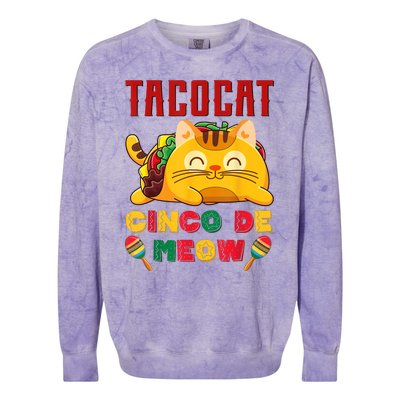 Cinco De Meow Taco Cat, Mexican Cinco De Mayo Cat Lovers Colorblast Crewneck Sweatshirt