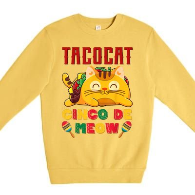 Cinco De Meow Taco Cat, Mexican Cinco De Mayo Cat Lovers Premium Crewneck Sweatshirt