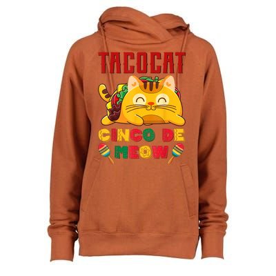 Cinco De Meow Taco Cat, Mexican Cinco De Mayo Cat Lovers Womens Funnel Neck Pullover Hood