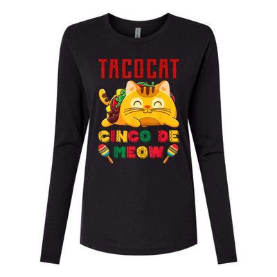 Cinco De Meow Taco Cat, Mexican Cinco De Mayo Cat Lovers Womens Cotton Relaxed Long Sleeve T-Shirt