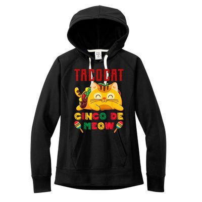 Cinco De Meow Taco Cat, Mexican Cinco De Mayo Cat Lovers Women's Fleece Hoodie