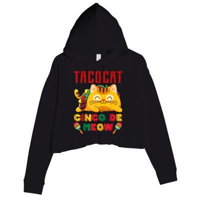 Cinco De Meow Taco Cat, Mexican Cinco De Mayo Cat Lovers Crop Fleece Hoodie