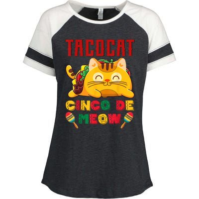 Cinco De Meow Taco Cat, Mexican Cinco De Mayo Cat Lovers Enza Ladies Jersey Colorblock Tee