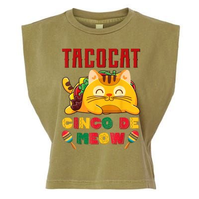 Cinco De Meow Taco Cat, Mexican Cinco De Mayo Cat Lovers Garment-Dyed Women's Muscle Tee