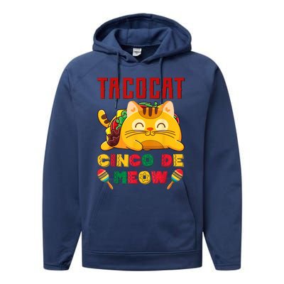 Cinco De Meow Taco Cat, Mexican Cinco De Mayo Cat Lovers Performance Fleece Hoodie