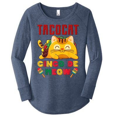 Cinco De Meow Taco Cat, Mexican Cinco De Mayo Cat Lovers Women's Perfect Tri Tunic Long Sleeve Shirt