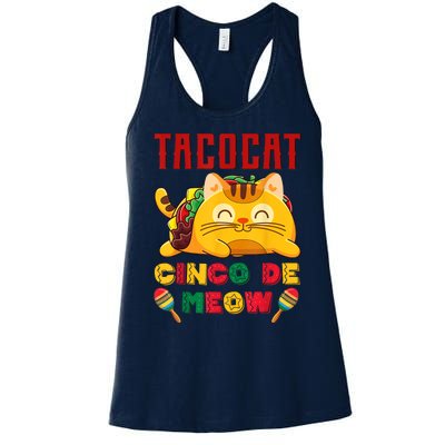 Cinco De Meow Taco Cat, Mexican Cinco De Mayo Cat Lovers Women's Racerback Tank