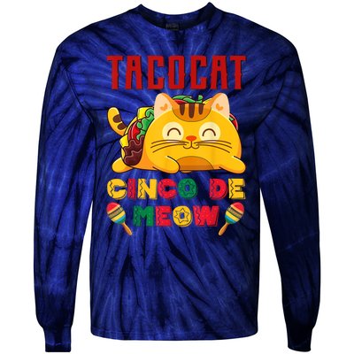 Cinco De Meow Taco Cat, Mexican Cinco De Mayo Cat Lovers Tie-Dye Long Sleeve Shirt