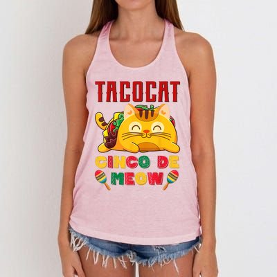 Cinco De Meow Taco Cat, Mexican Cinco De Mayo Cat Lovers Women's Knotted Racerback Tank