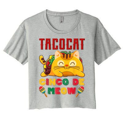 Cinco De Meow Taco Cat, Mexican Cinco De Mayo Cat Lovers Women's Crop Top Tee